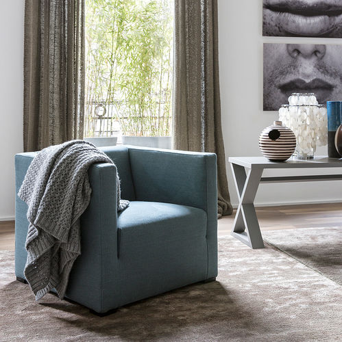 Fauteuil contemporain - BELMON - MERIDIANI - en tissu / en cuir / en bois