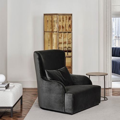 Fauteuil contemporain - LIU - MERIDIANI - en tissu / en cuir / en bois