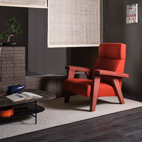 Fauteuil contemporain - NORA - MERIDIANI - en tissu / en cuir / en bois