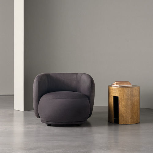 Fauteuil contemporain - RENÉ - MERIDIANI - en tissu / en cuir / en bois