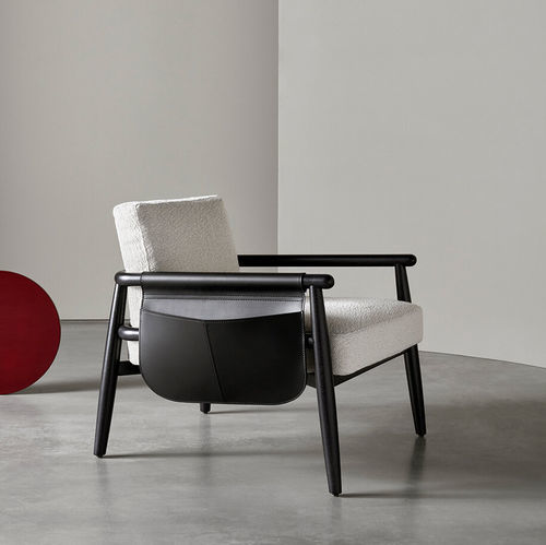 Fauteuil contemporain - TERESA - MERIDIANI - en tissu / en cuir / en chêne