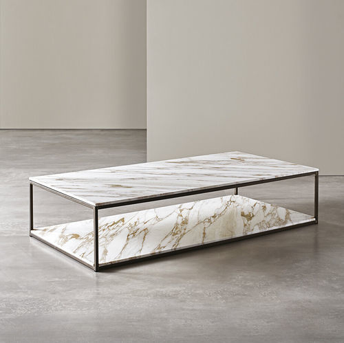 Table basse contemporaine - HARDY - MERIDIANI - en verre laqué / en chêne / en placage de bois