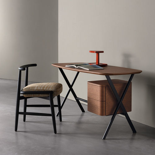 Bureau sur pied - JASPER - MERIDIANI - contemporain / en bois laqué brillant / en chêne