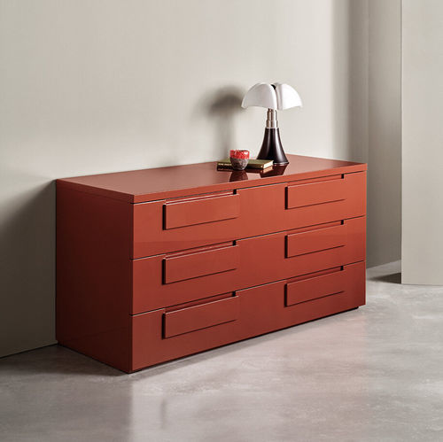 Commode contemporaine - NOTE - MERIDIANI - en bois laqué brillant / en chêne / en bois laqué mat