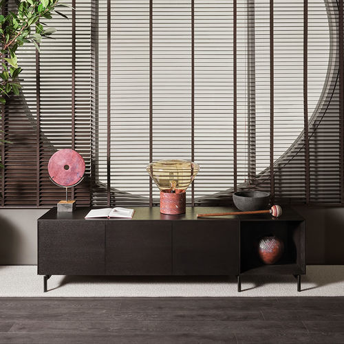 Buffet contemporain - VERNER - MERIDIANI - en métal / en bois laqué brillant / en chêne