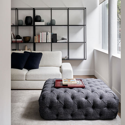 Ottoman contemporain - NORTON CAPITONNÉ - MERIDIANI - en cuir / en tissu / carré