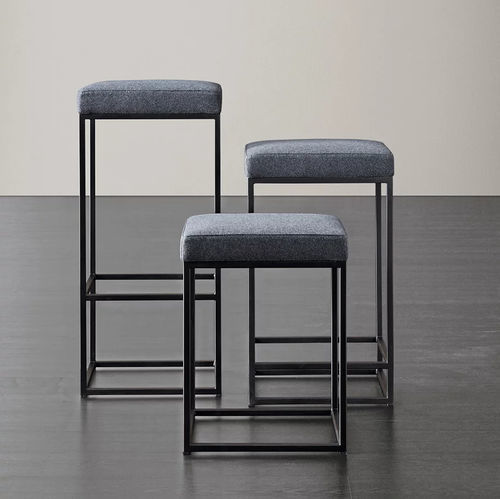Tabouret de bar contemporain - HARDY  - MERIDIANI - en cuir / en tissu / avec piètement en métal