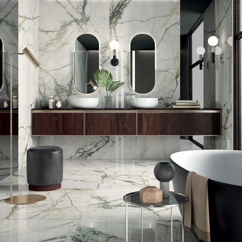 Carrelage en grès cérame - SLIMTECH SYNESTESIA : CALACATTA EMERALD - LEA CERAMICHE - mat / poli / brillant