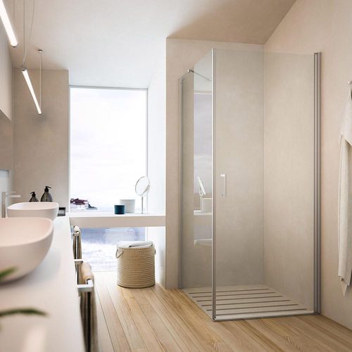 Paroi de douche à pivot - SOHO QW+QL - GLASS 1989 - d'angle / en verre trempé / en verre transparent