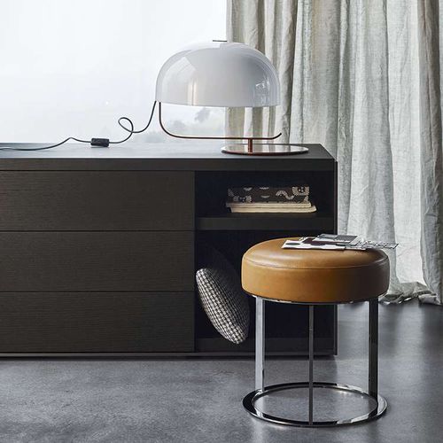 Tabouret contemporain - Frank - B&B Italia - en cuir / en tissu / avec piètement en acier