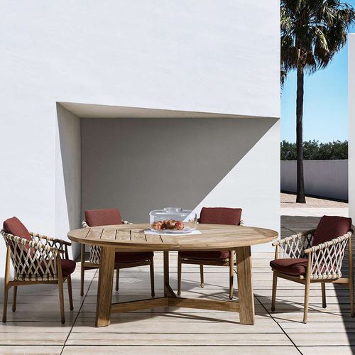 Table à manger contemporaine - Ginestra - B&B Italia - en bois massif / en teck / en grès cérame