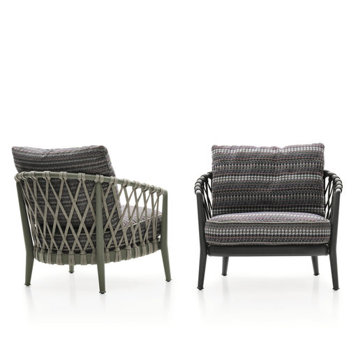 Fauteuil contemporain - ERICA '19 - B&B Italia - en tissu / en corde / en fonte d'aluminium