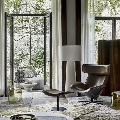 Fauteuil design scandinave - ALMORA - B&B Italia - en cuir / en aluminium / en ABS