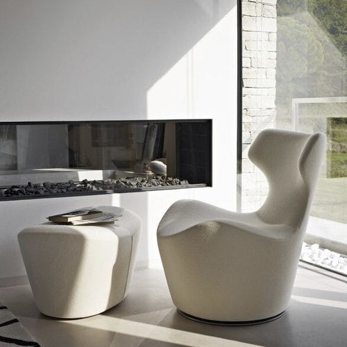 Chauffeuse contemporaine - PICCOLA PAPILIO - B&B Italia - en tissu / en cuir / en acier