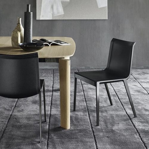Chaise contemporaine - Charlotte - B&B Italia - d'intérieur / en cuir / avec piètement en aluminium