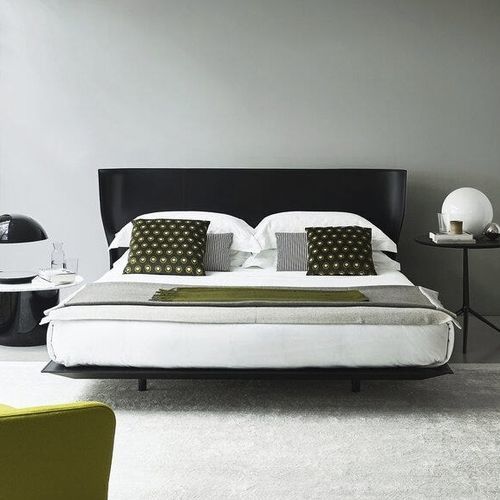 Lit double - Alys - B&B Italia - contemporain / avec tête de lit tapissée / en cuir