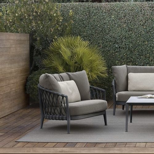 Fauteuil contemporain - Erica - B&B Italia - en tissu / en fonte d'aluminium / en polyester