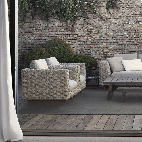 Fauteuil contemporain - Ray Natural - B&B Italia - en tissu / en aluminium / en corde