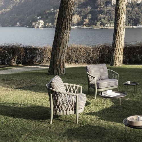 Fauteuil contemporain - Erica '19 - B&B Italia - en tissu / en corde / en fonte d'aluminium
