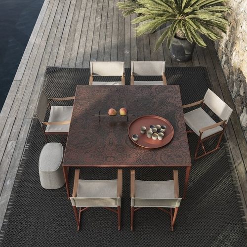 Table contemporaine - Mirto - B&B Italia - en aluminium / en grès cérame / en pierre de lave émaillée