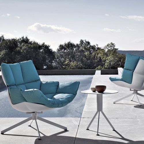 Table d'appoint contemporaine - Husk - B&B Italia - en tôle d'acier / en fonte d'aluminium / avec piètement en acier