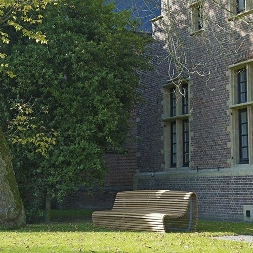 Banc de jardin contemporain - Titikaka - B&B Italia - en teck / en aluminium / avec dossier
