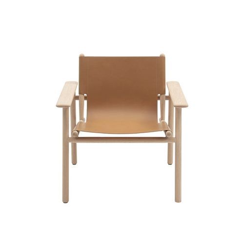Fauteuil contemporain - Cordoba - B&B Italia - en cuir / en chêne / marron