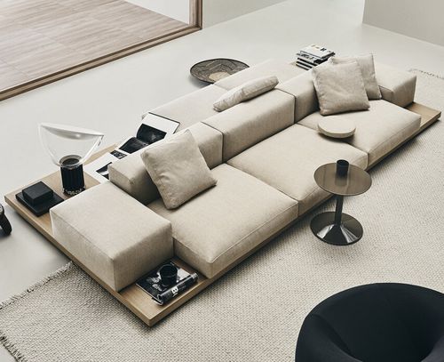 Canapé contemporain - Dock - B&B Italia - en tissu / en cuir / avec coussin amovible