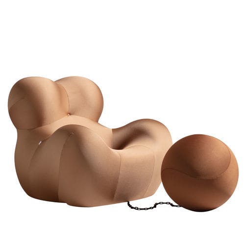 Fauteuil contemporain - Serie Up Compasso d'Oro - B&B Italia - en tissu / en PVC / avec repose-pieds