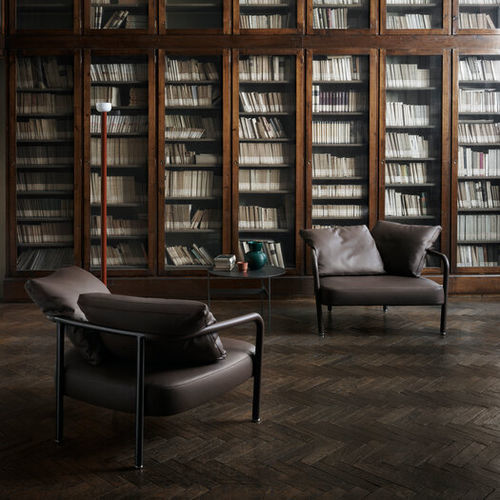 Fauteuil contemporain - POCHETTE - B&B Italia - en tissu / en cuir / en acier peint