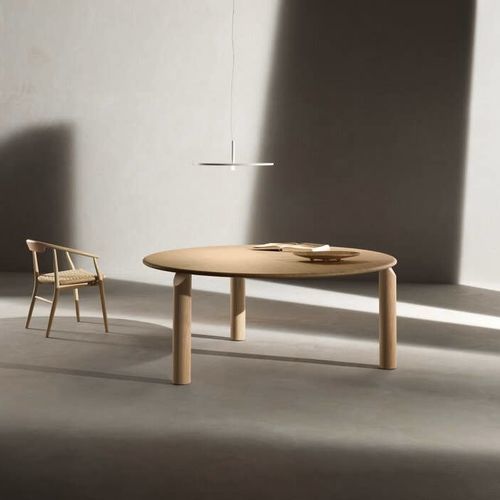 Table contemporaine - Isos - B&B Italia - en placage de bois / en verre / avec piètement en bois massif