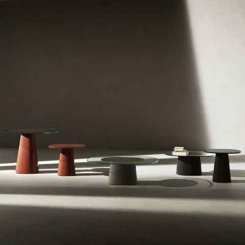 Table basse contemporaine - Allure O' Dot - B&B Italia - en verre trempé / avec piètement en polyuréthane / piètement central