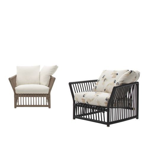 Fauteuil contemporain - Softcage - B&B Italia - en polyester / en rotin / avec coussin amovible
