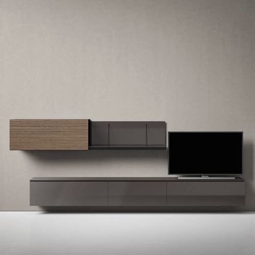Ensemble TV mural contemporain - Pab - B&B Italia - en bois laqué / en MDF laqué / en verre