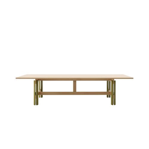 Table moderne - ABACO - B&B Italia - en verre fumé / avec piètement en bois / avec piètement en béton