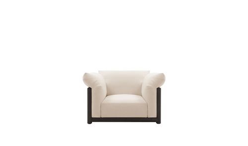 Fauteuil en acier - Untitled - B&B Italia - en cuir / en fibre de polyester / en bois massif