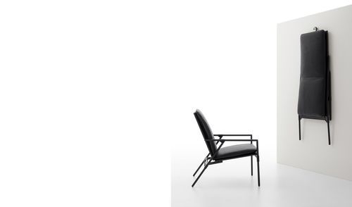Fauteuil moderne - Nena - B&B Italia - en mousse de polyuréthane / en contreplaqué / en cuir