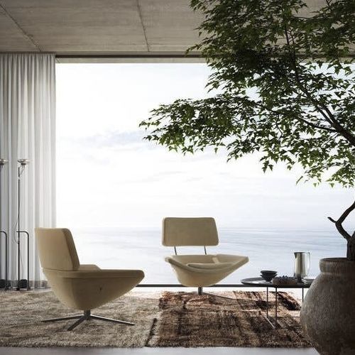 Fauteuil contemporain - METROPOLITAN - B&B Italia - en tissu / aluminium / tapissé