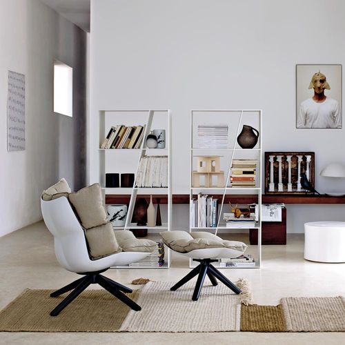Chauffeuse contemporaine - Husk - B&B Italia - en tissu / en cuir / en acier