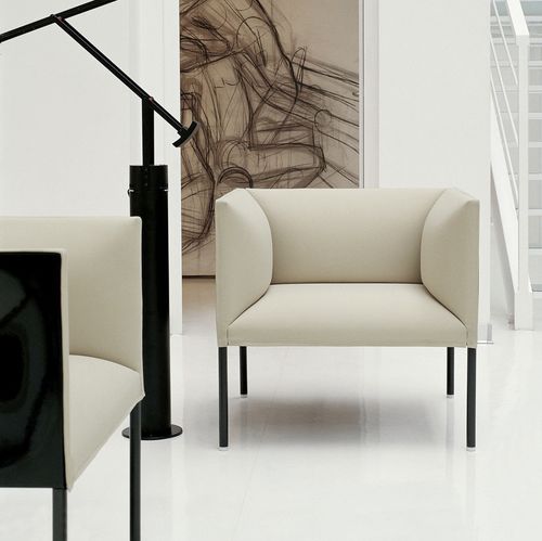 Fauteuil contemporain - Hollow - B&B Italia - en tissu / en cuir / en acier