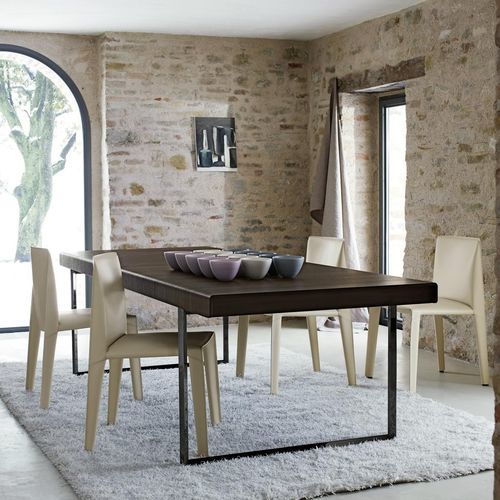 Table contemporaine - ATHOS '12 - B&B Italia - en placage de bois / avec piètement en acier / rectangulaire