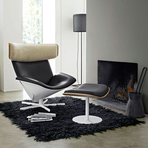 Fauteuil design scandinave - Almora - B&B Italia - en cuir / en aluminium / en ABS