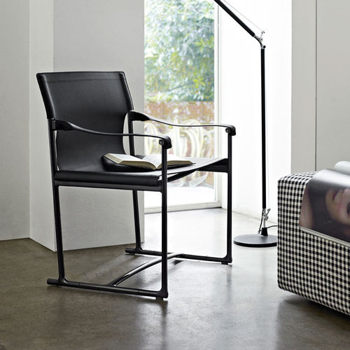 Chaise contemporaine - Mirto - B&B Italia - d'intérieur / en cuir / avec piètement en fonte d'aluminium