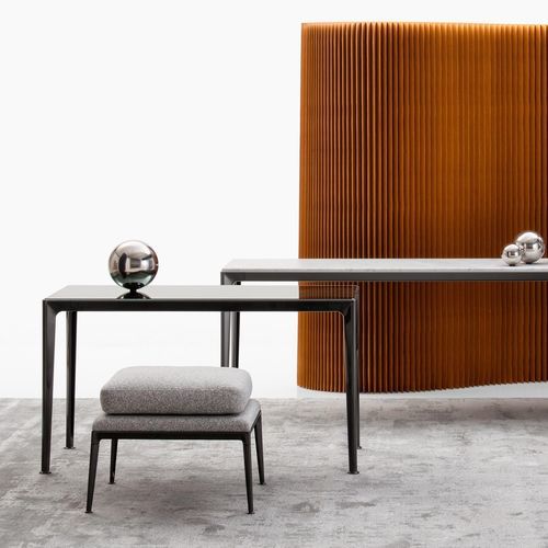 Pouf contemporain - Mirto - B&B Italia - en tissu / en cuir / en fonte d'aluminium