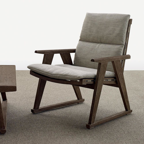 Fauteuil contemporain - Gio - B&B Italia - en tissu / en bois massif / en teck