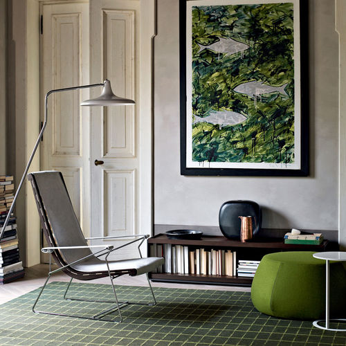 Fauteuil contemporain - J.J.  - B&B Italia - en cuir / en bois massif / en acier