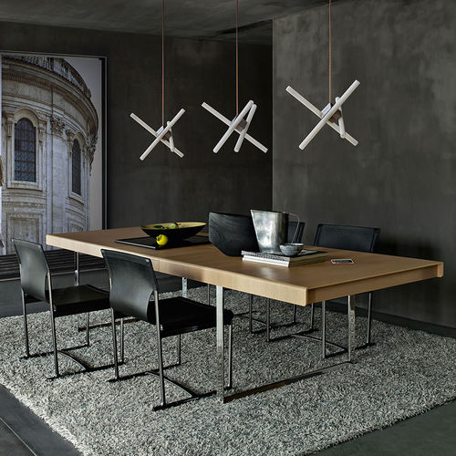 Table contemporaine - Athos '12 - B&B Italia - en placage de bois / avec piètement en acier / rectangulaire