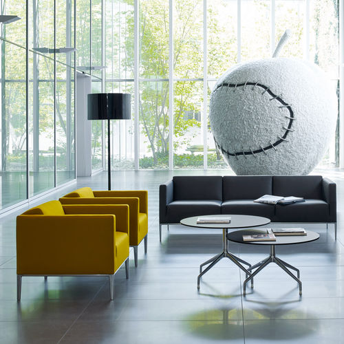 Fauteuil contemporain - Jean - B&B Italia - en tissu / en cuir / en acier
