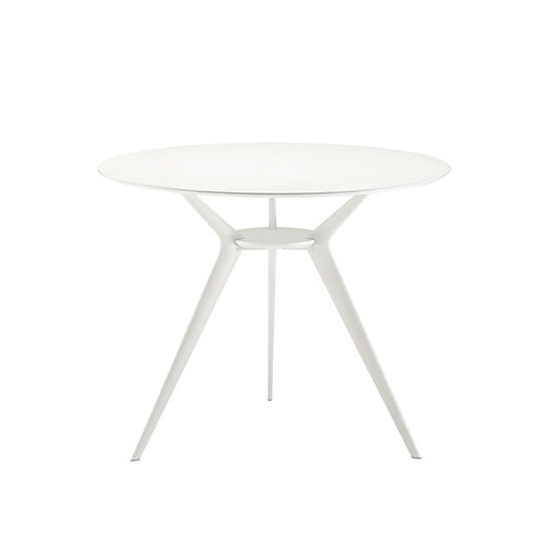 Table contemporaine - BIPLANE / 401_O - ALIAS - en acrylique / avec piètement en fonte d'aluminium / ronde