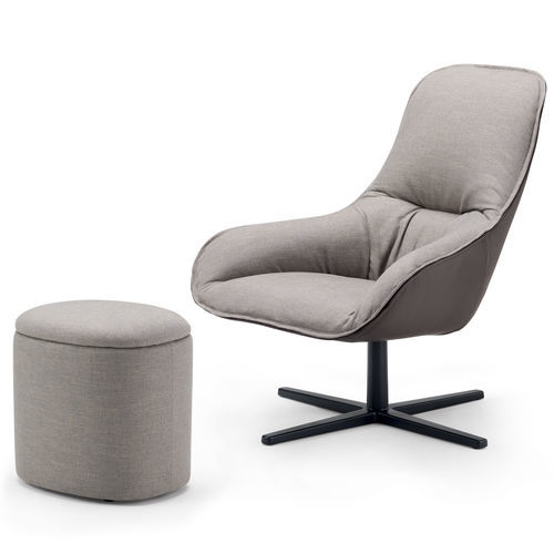 Fauteuil contemporain - VIOLON SOFT / R01 - ALIAS - en tissu / en cuir / avec repose-pieds